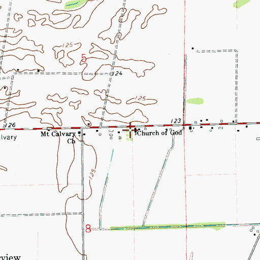 Topographic Map of Church of God, MS
