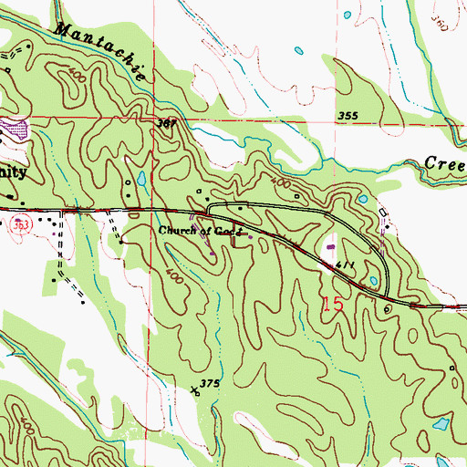 Topographic Map of Church of God, MS