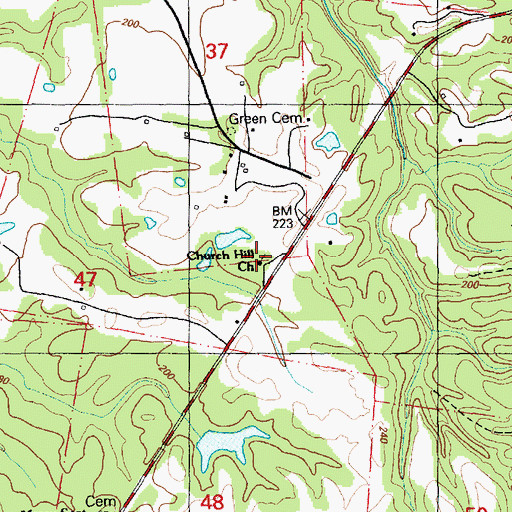 Topographic Map of Church Hill Church, MS