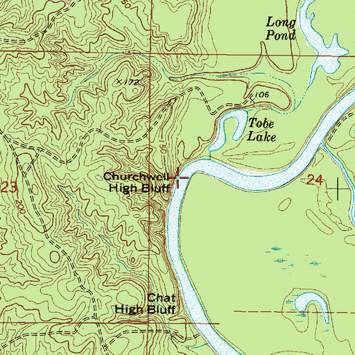 Topographic Map of Churchwell High Bluff, MS