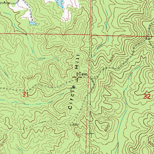 Topographic Map of Circle Hill, MS