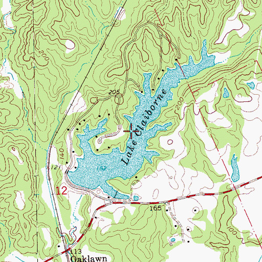 Topographic Map of Lake Claiborne, MS