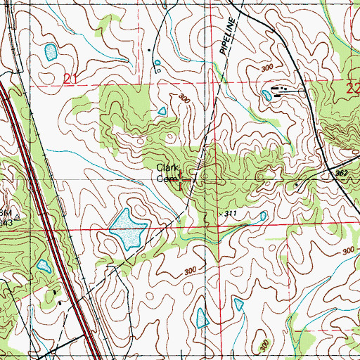 Topographic Map of Clark Cemetery, MS
