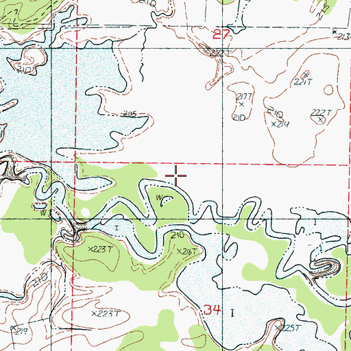 Topographic Map of Clark Creek, MS