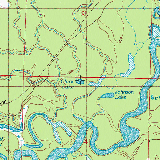 Topographic Map of Clark Lake, MS