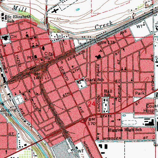 Topographic Map of Clark School, MS