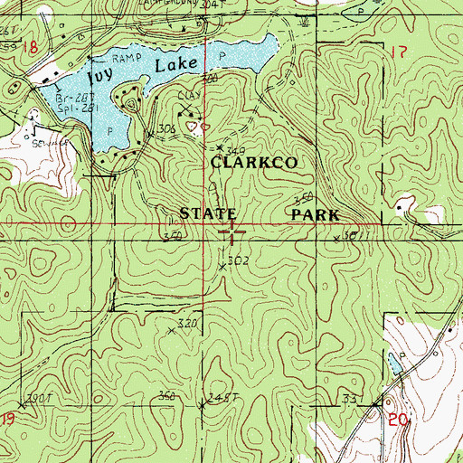 Topographic Map of Clarkco State Park, MS