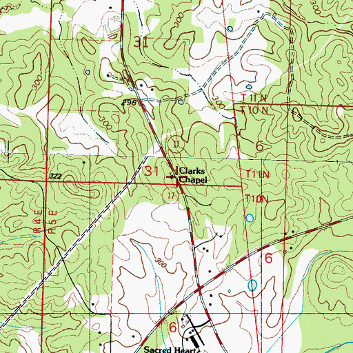 Topographic Map of Clarks Chapel, MS