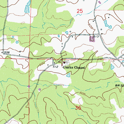 Topographic Map of Clarks Chapel, MS