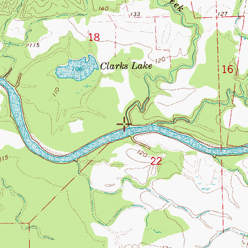 Topographic Map of Clarks Creek, MS