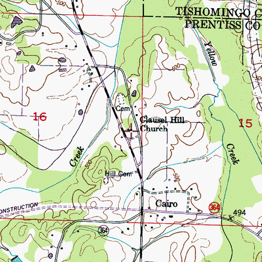 Topographic Map of Clausel Hill Church, MS
