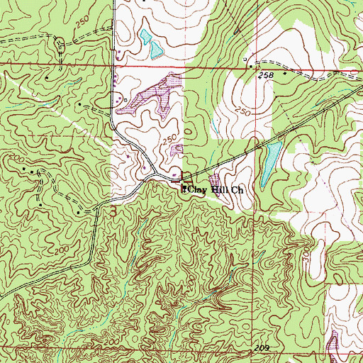 Topographic Map of Clay Hill Church, MS