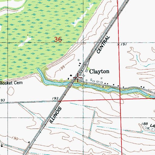 Topographic Map of Clayton, MS