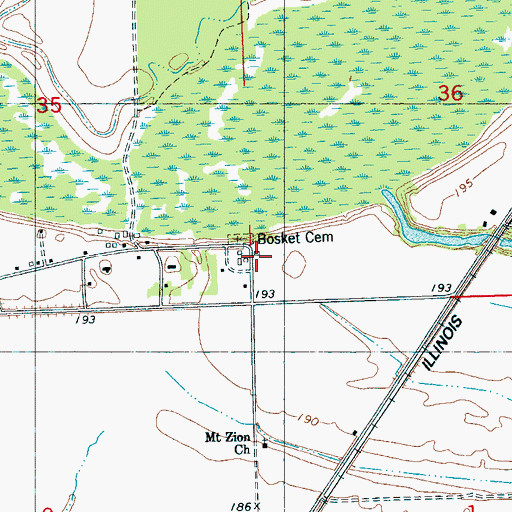 Topographic Map of Clayton School, MS