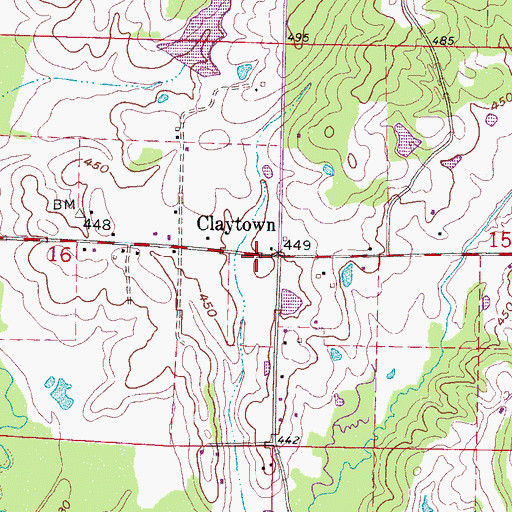 Topographic Map of Claytown, MS