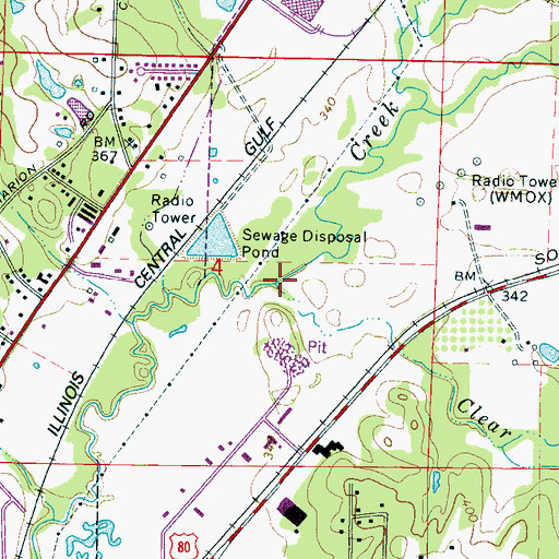 Topographic Map of Clear Branch, MS