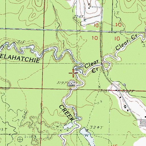 Topographic Map of Clear Creek, MS