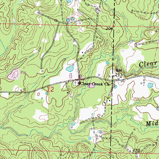 Topographic Map of Clear Creek Church, MS