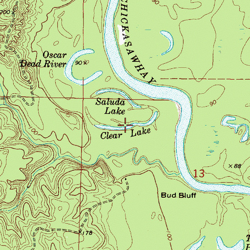Topographic Map of Clear Lake, MS