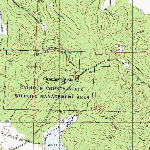 Topographic Map of Clear Springs Cemetery, MS