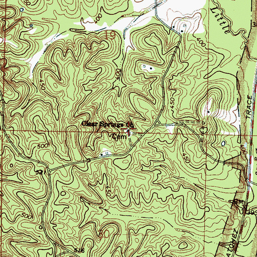 Topographic Map of Clear Springs Church, MS