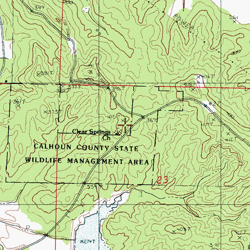 Topographic Map of Clear Springs Church, MS