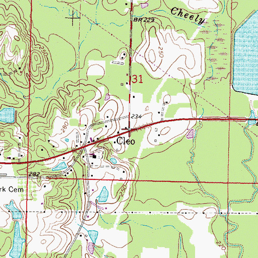 Topographic Map of Cleo, MS