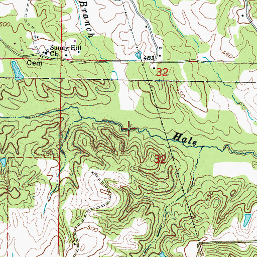 Topographic Map of Cleveland Branch, MS