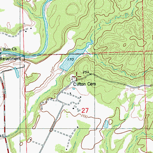 Topographic Map of Clifton Cemetery, MS