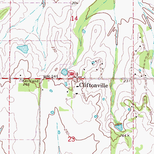 Topographic Map of Cliftonville, MS
