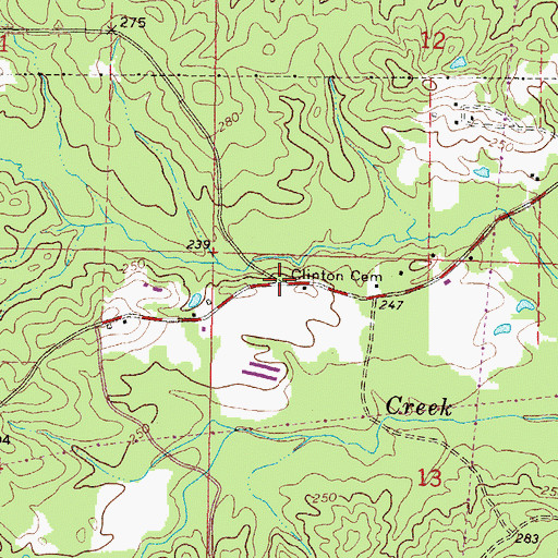 Topographic Map of Clinton Cemetery, MS