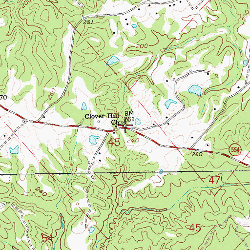 Topographic Map of Clover Hill Church, MS