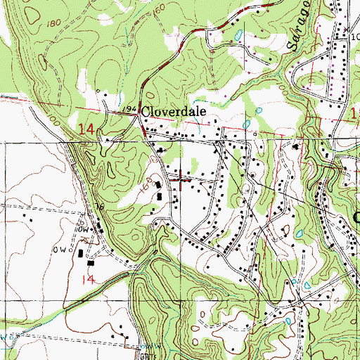 Topographic Map of Cloverdale, MS