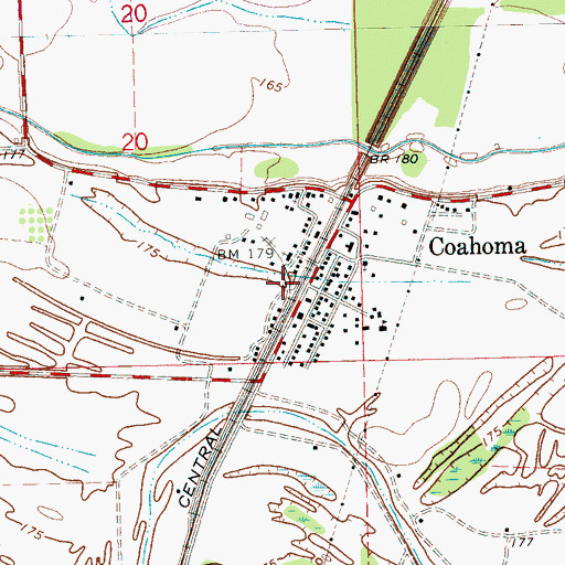 Topographic Map of Coahoma, MS