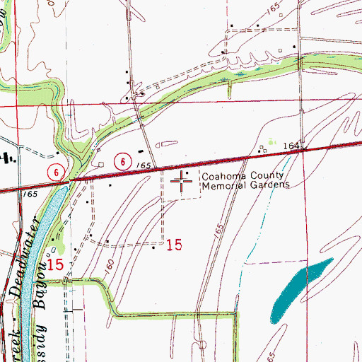 Topographic Map of Coahoma County Memorial Gardens, MS