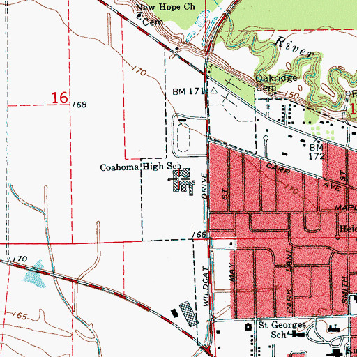 Topographic Map of Coahoma High School, MS
