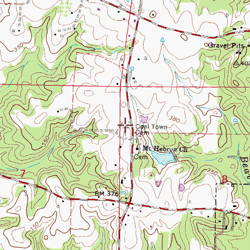 Topographic Map of Coal Town Cemetery, MS