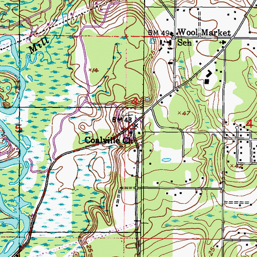 Topographic Map of Coalville Church, MS