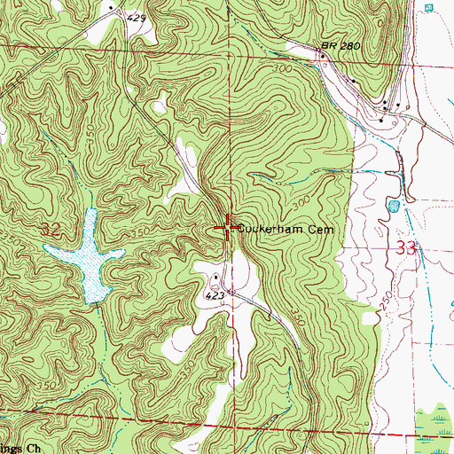 Topographic Map of Cockerham Cemetery, MS
