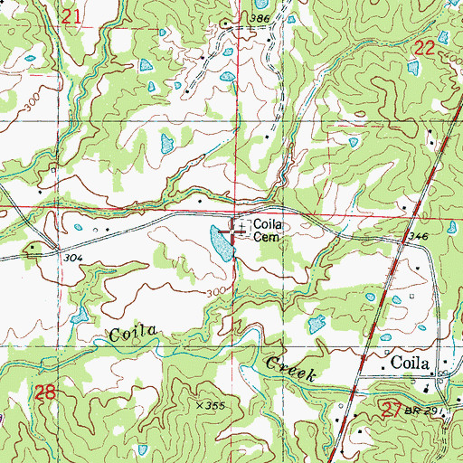 Topographic Map of Coila Cemetery, MS