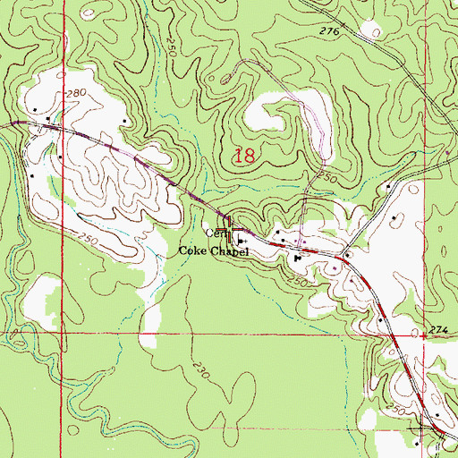 Topographic Map of Coke Chapel, MS