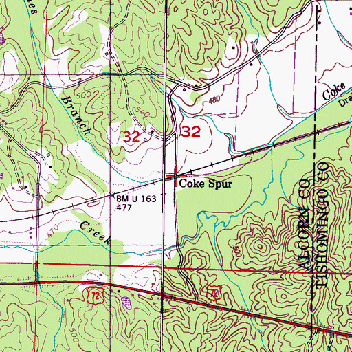 Topographic Map of Coke Spur, MS