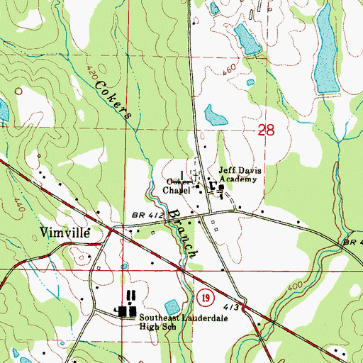 Topographic Map of Coker Chapel, MS