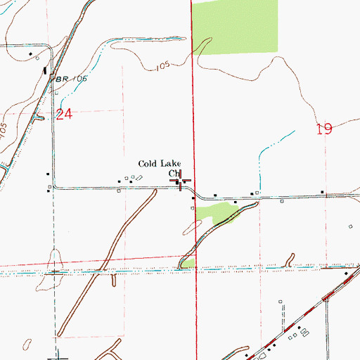 Topographic Map of Cold Lake Church, MS