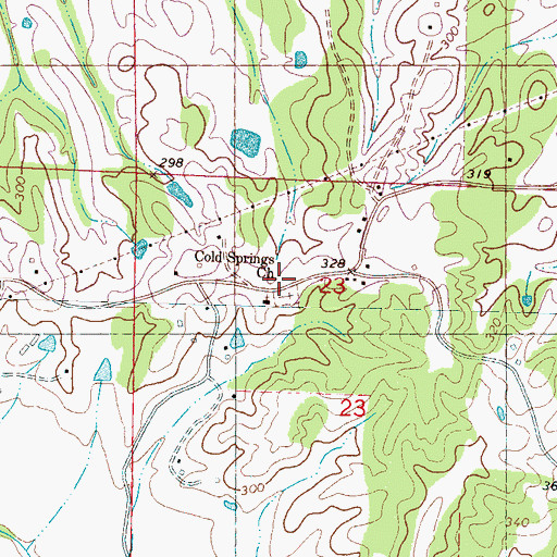 Topographic Map of Cold Springs Church, MS
