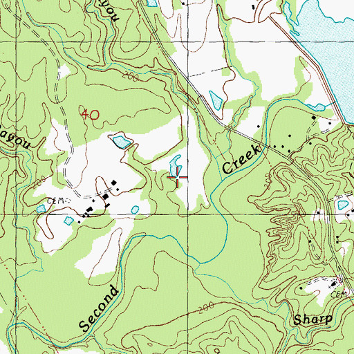 Topographic Map of Coldhill Bayou, MS