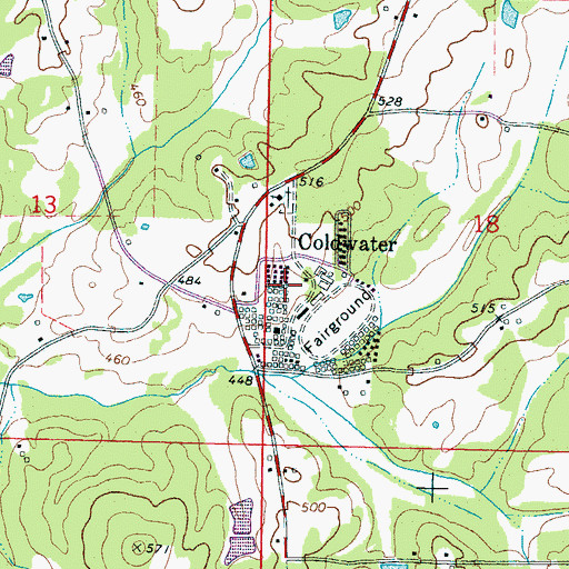 Topographic Map of Coldwater, MS