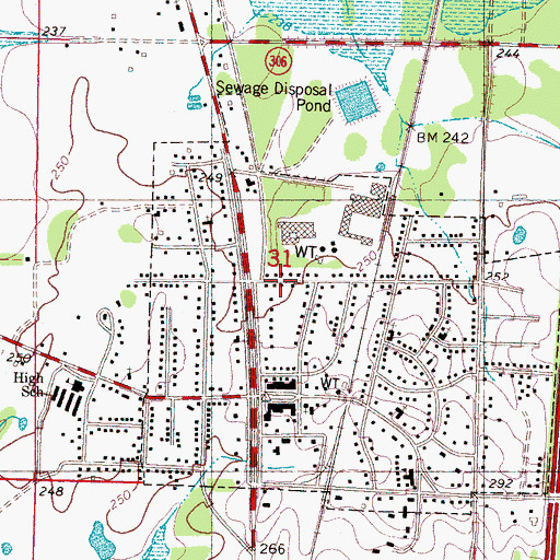 Topographic Map of Coldwater, MS
