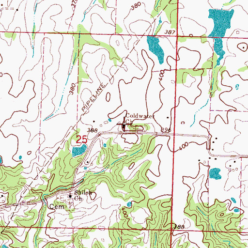 Topographic Map of Coldwater Church, MS