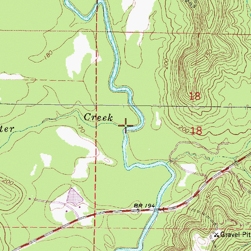 Topographic Map of Coldwater Creek, MS